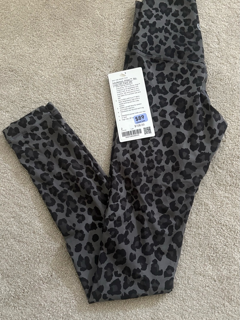 Lululemon Align No Line Pant 28” Size 2 True Leopard Black Multi